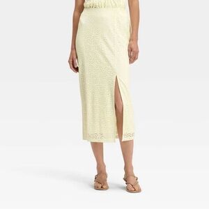 NWT A New Day Women's Lace Column A-Line Midi Skirt- Cream Size 6